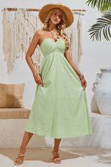 Robe Longue Champêtre Avec <br> Encolure Américaine