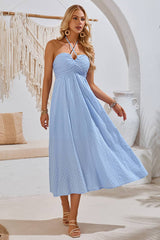 Robe Longue Champêtre Avec <br> Encolure Américaine