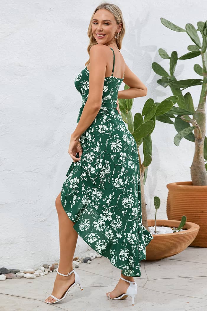Robe à Motifs Champêtres <br> Ourlet Asymétrique