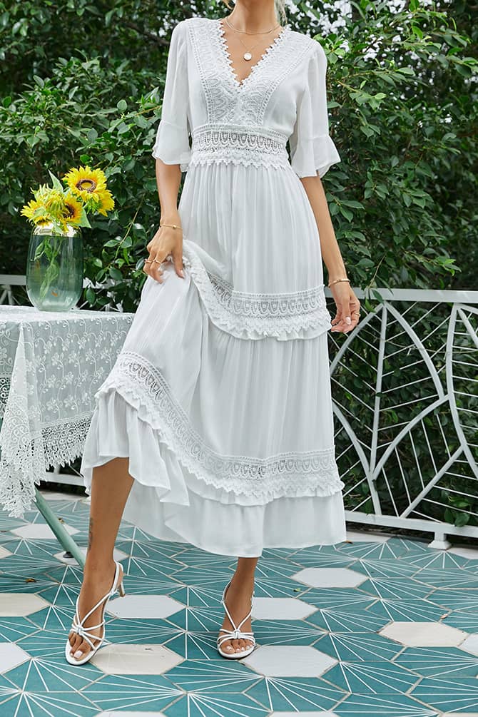 Robe Blanche Dentelle <br> Champêtre