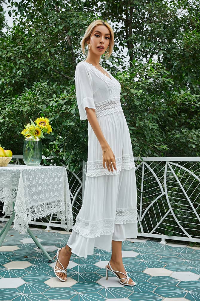 Robe Blanche Dentelle <br> Champêtre