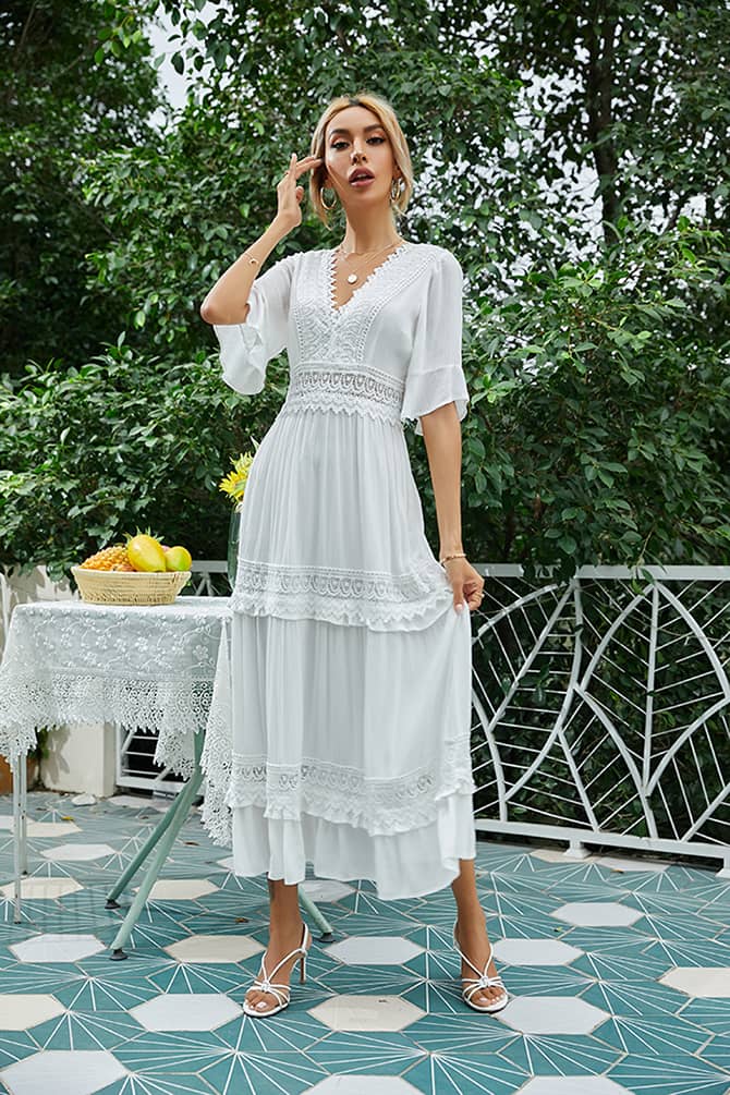 Robe Blanche Dentelle <br> Champêtre