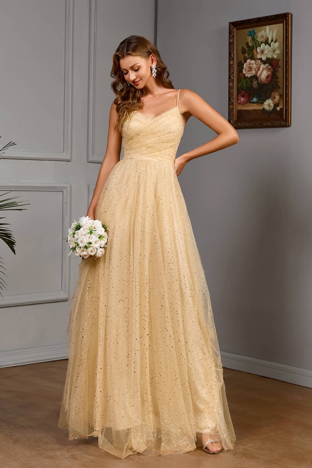 Robe Longue Beige <br> Pour Mariage
