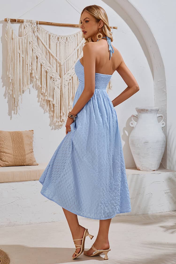 Robe Longue Champêtre Avec <br> Encolure Américaine