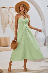 Robe Longue Champêtre Avec <br> Encolure Américaine