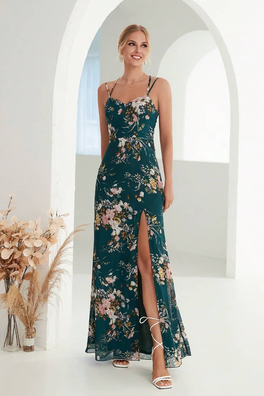Robe Longue Fendue <br> Fleurie