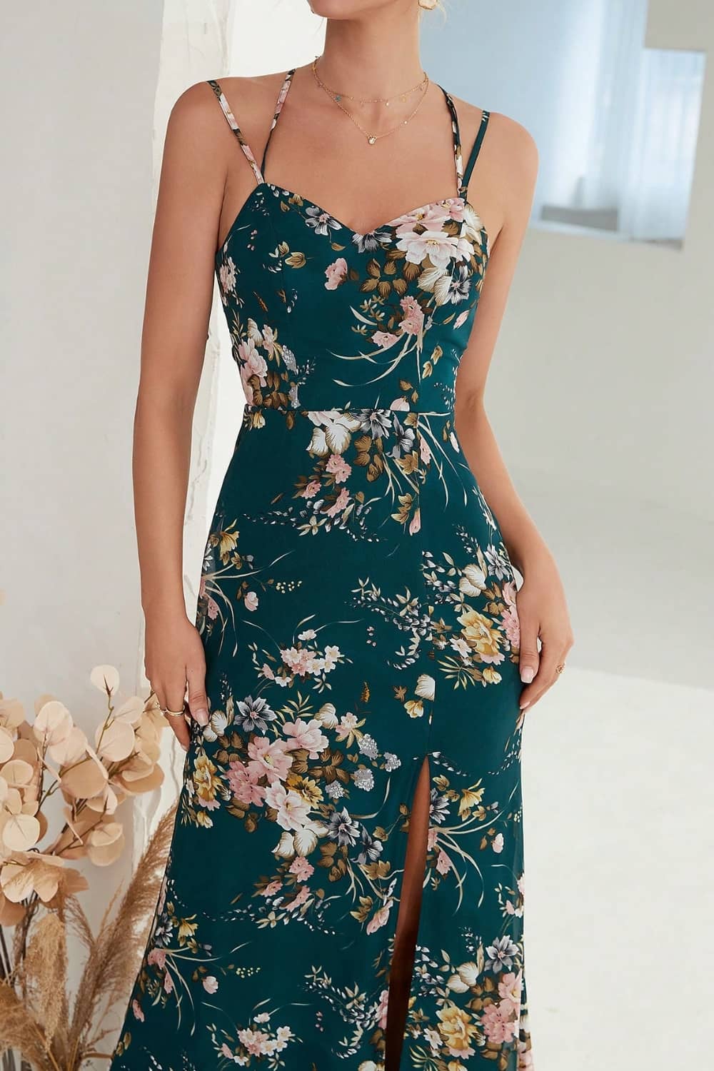 Robe Longue Fendue <br> Fleurie