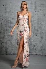 Robe Longue Fendue <br> Fleurie
