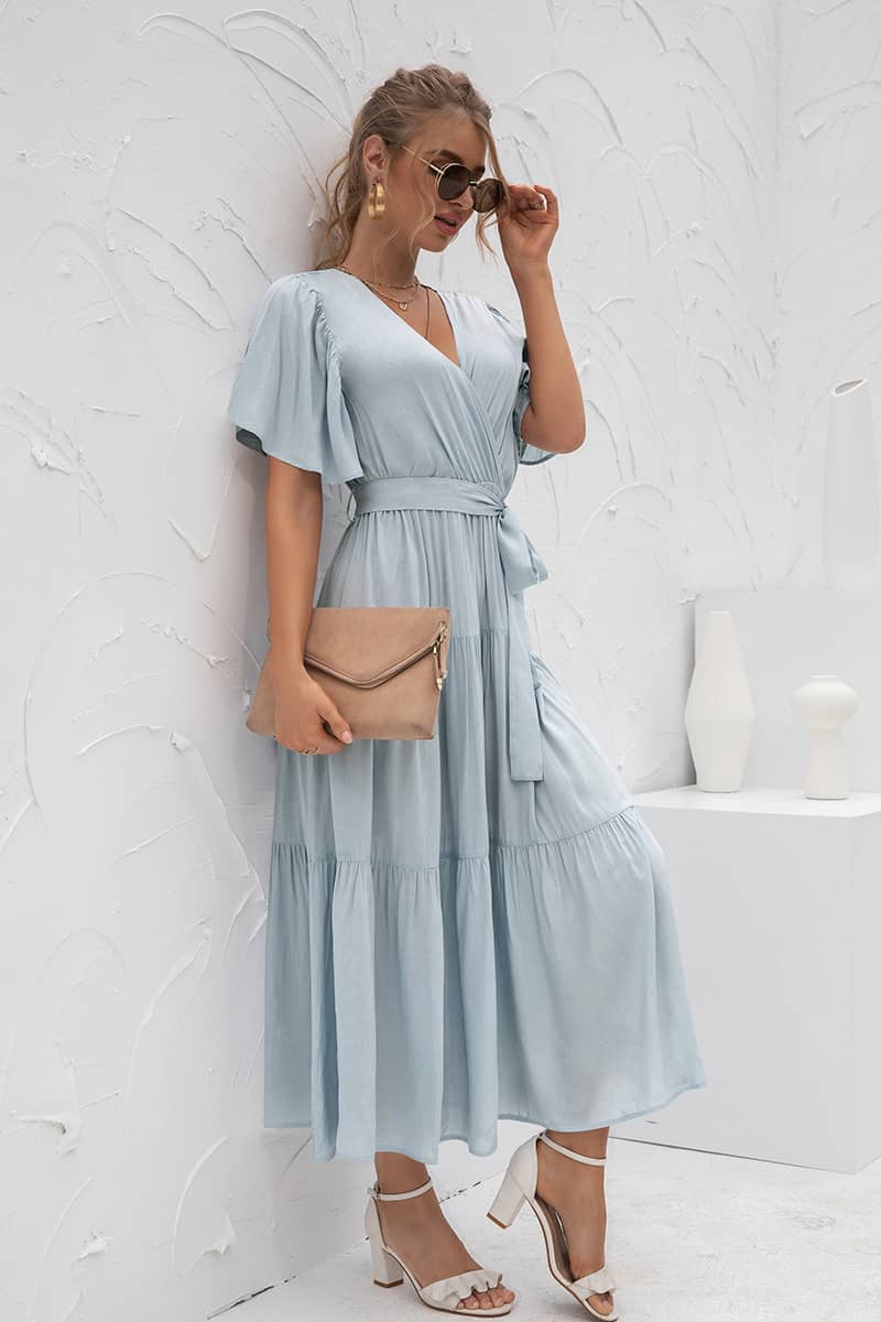 Robe Longue Maxi <br> Champêtre Bleue
