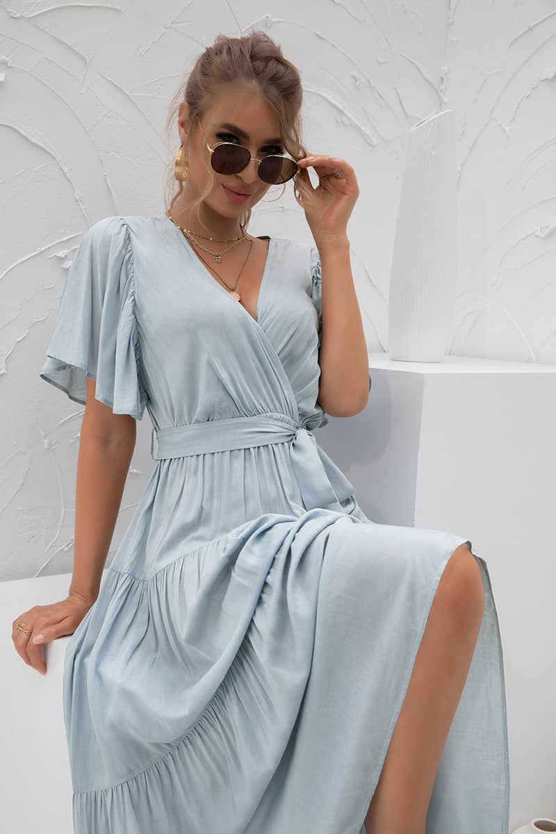 Robe Longue Maxi <br> Champêtre Bleue