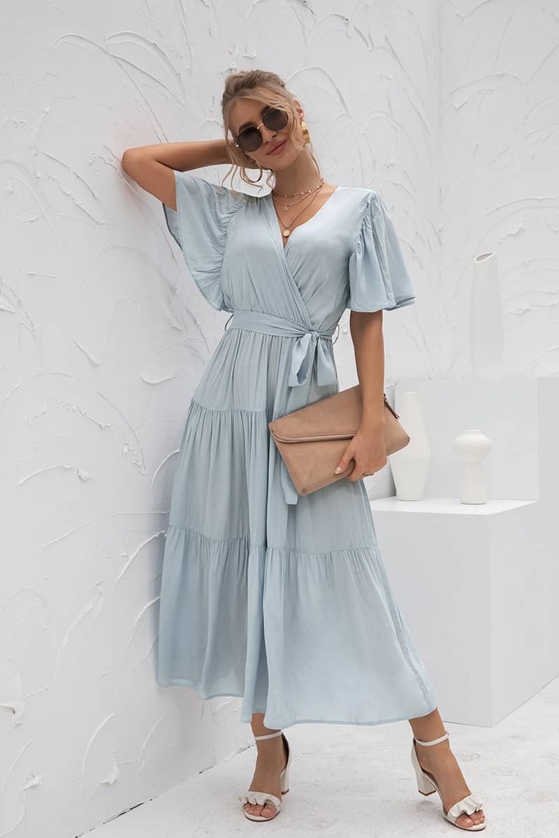 Robe Longue Maxi <br> Champêtre Bleue