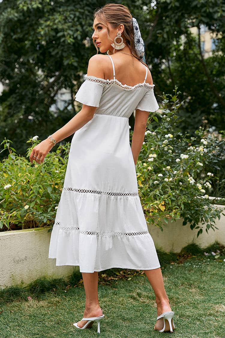 Robe Mi-Longue Blanche <br> Champêtre