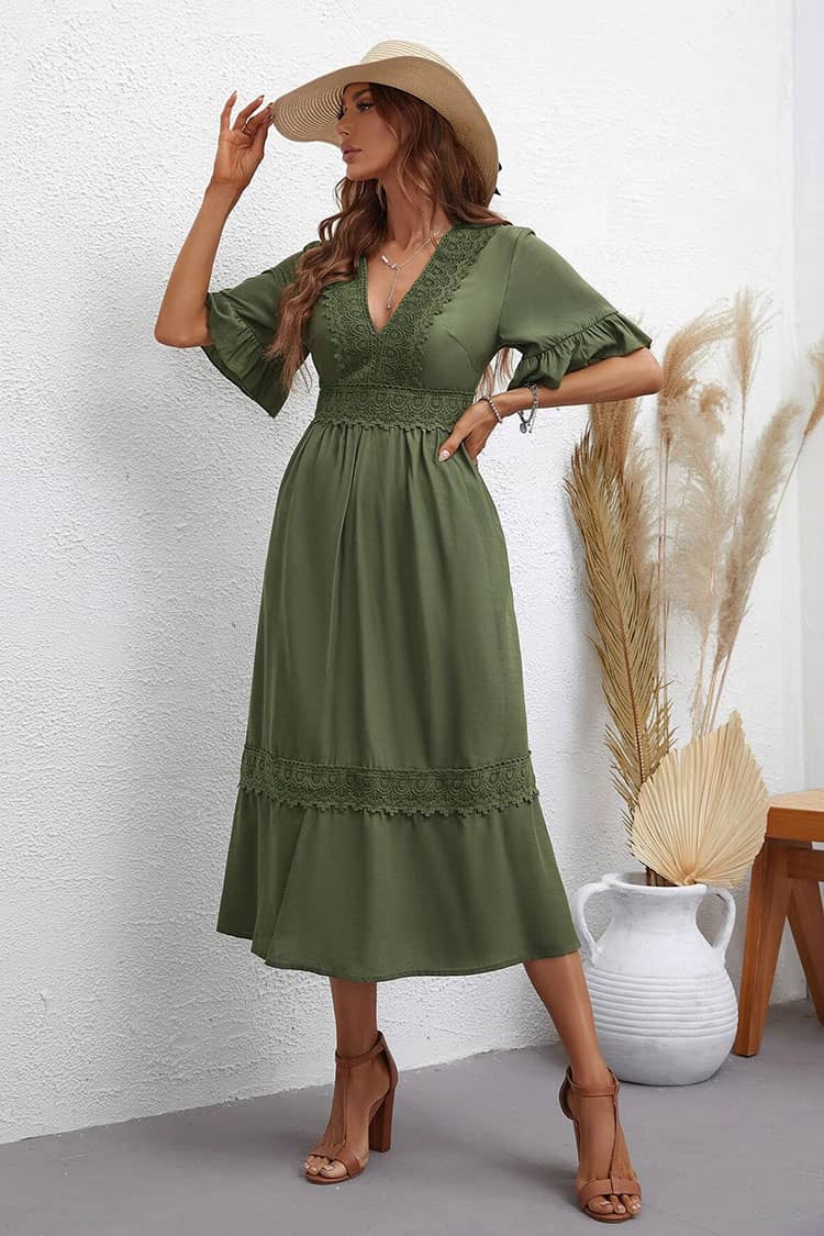 Robe Pour Mariage Champêtre <br> Kaki