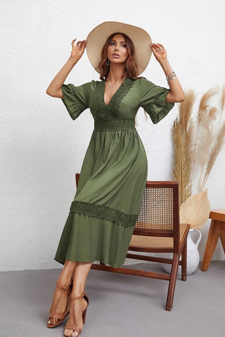 Robe Pour Mariage Champêtre <br> Kaki